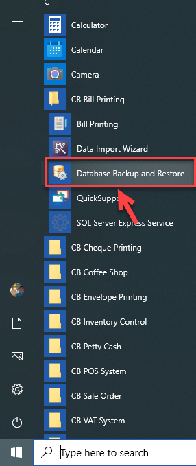 เปิดโปรแกรม โดยคลิกที่ Database Backup and Restore