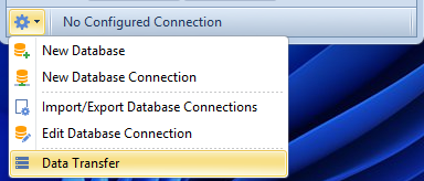 เมนูรูปเฟืองในหน้าต่าง Log in เลือก Data Transfer